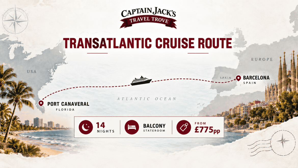 Draft map for transatlantic cruise from Europe to USA